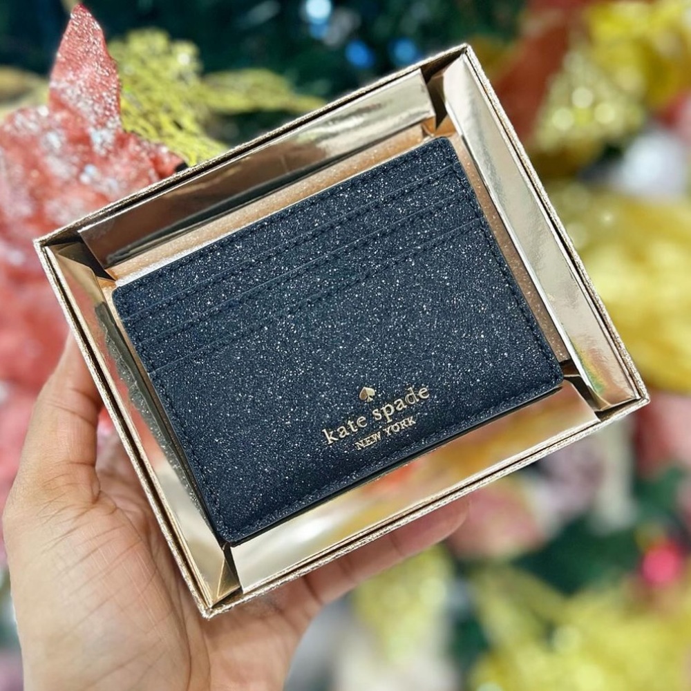 Kate spade ♠️ | boxed small glitter slim cardholder